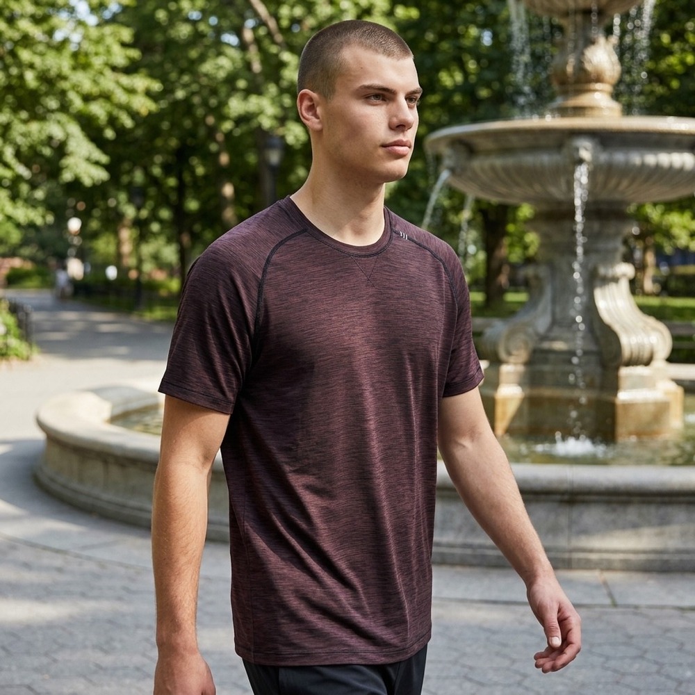 Lululemon Mens Metal Vent‎ Tech Short Sleeve Shirt Burgundy Heathered XXL 2256